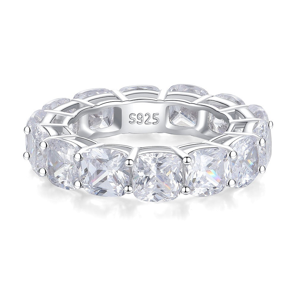 925 Sterling Silver High Carbon Diamond Full Diamond Stackable Ring