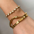 Stainless steel white diamond snake-shaped non-fading stacked bracelet