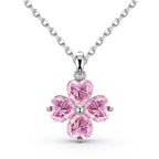 925银甜美桃花爱心粉钻套装