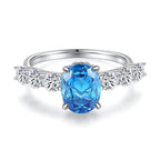 925 Sterling Silver Blue High Carbon Diamond Crush Ice Flower Ring