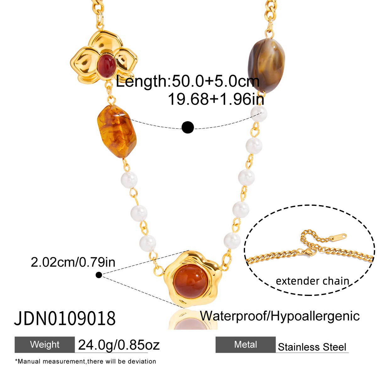 Luxury-featured stainless steel resin sweater chain