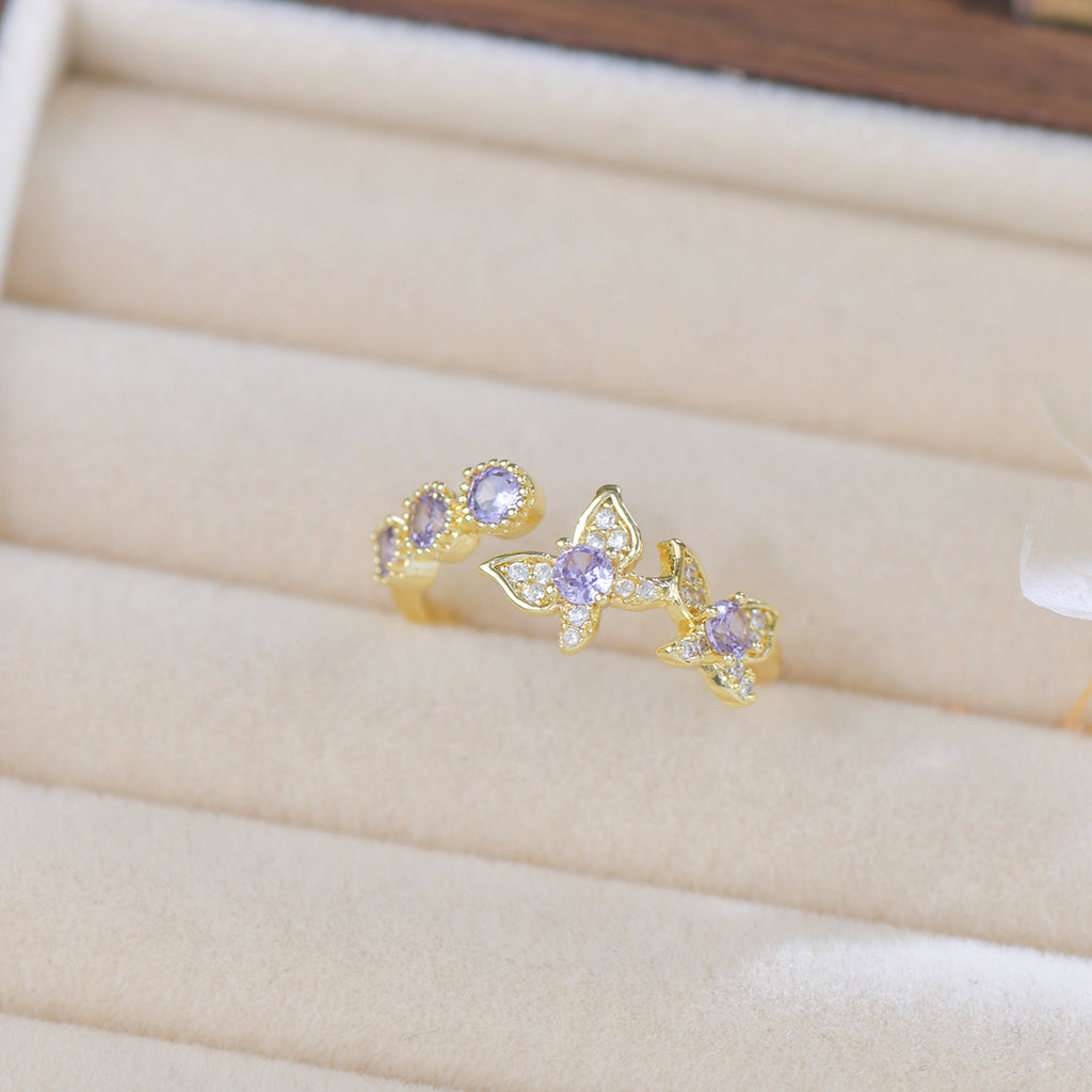 Purple Zircon Lavender Manor Series Butterfly Copper Alloy Set