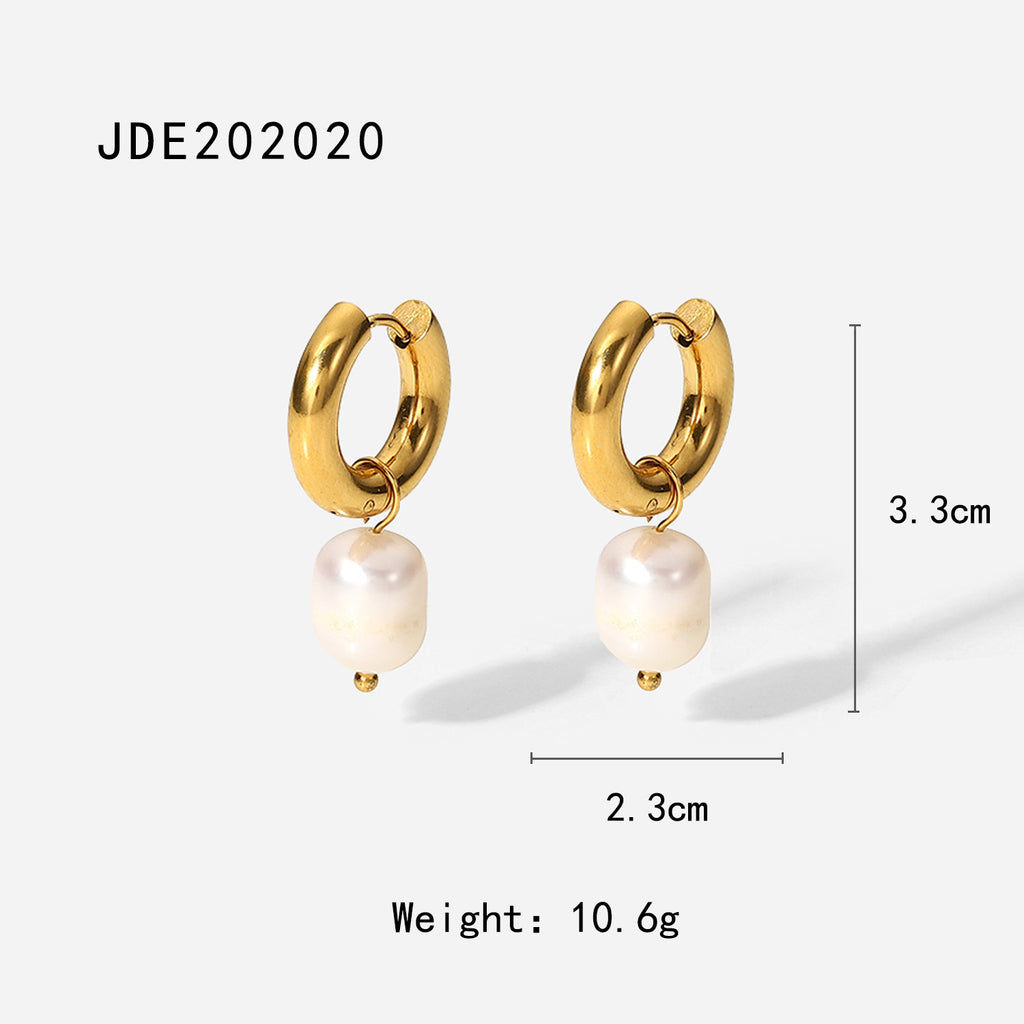 High-end floral pearl stainless steel stud earrings