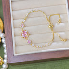 Pink Zircon Exquisite Butterfly French Luxury Copper Alloy Set