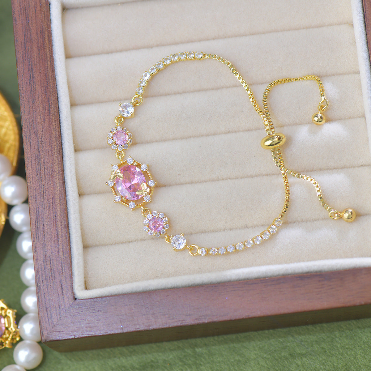 Pink Zircon Exquisite Butterfly French Luxury Copper Alloy Set