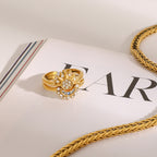 High-end stainless steel moon stacked ring