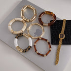 Maillard Acrylic Bamboo UV-plated Gold Resin Bracelet