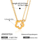 Rhinestone Stainless Steel Circle Lucky Bead Necklace