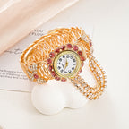 Vintage full diamond tassel quartz bracelet watch