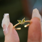 French-style design butterfly olive green zircon openwork copper alloy set