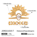 Three-piece stacked stainless steel ring set with niche design