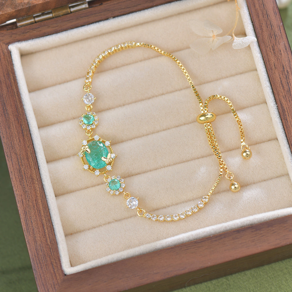 Ice Flower Zircon Lake Blue Butterfly French Copper Alloy Set