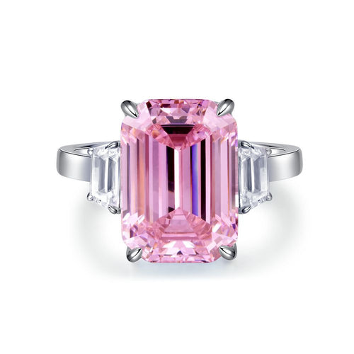 925 silver pink series high carbon diamond crushed ice flower ring