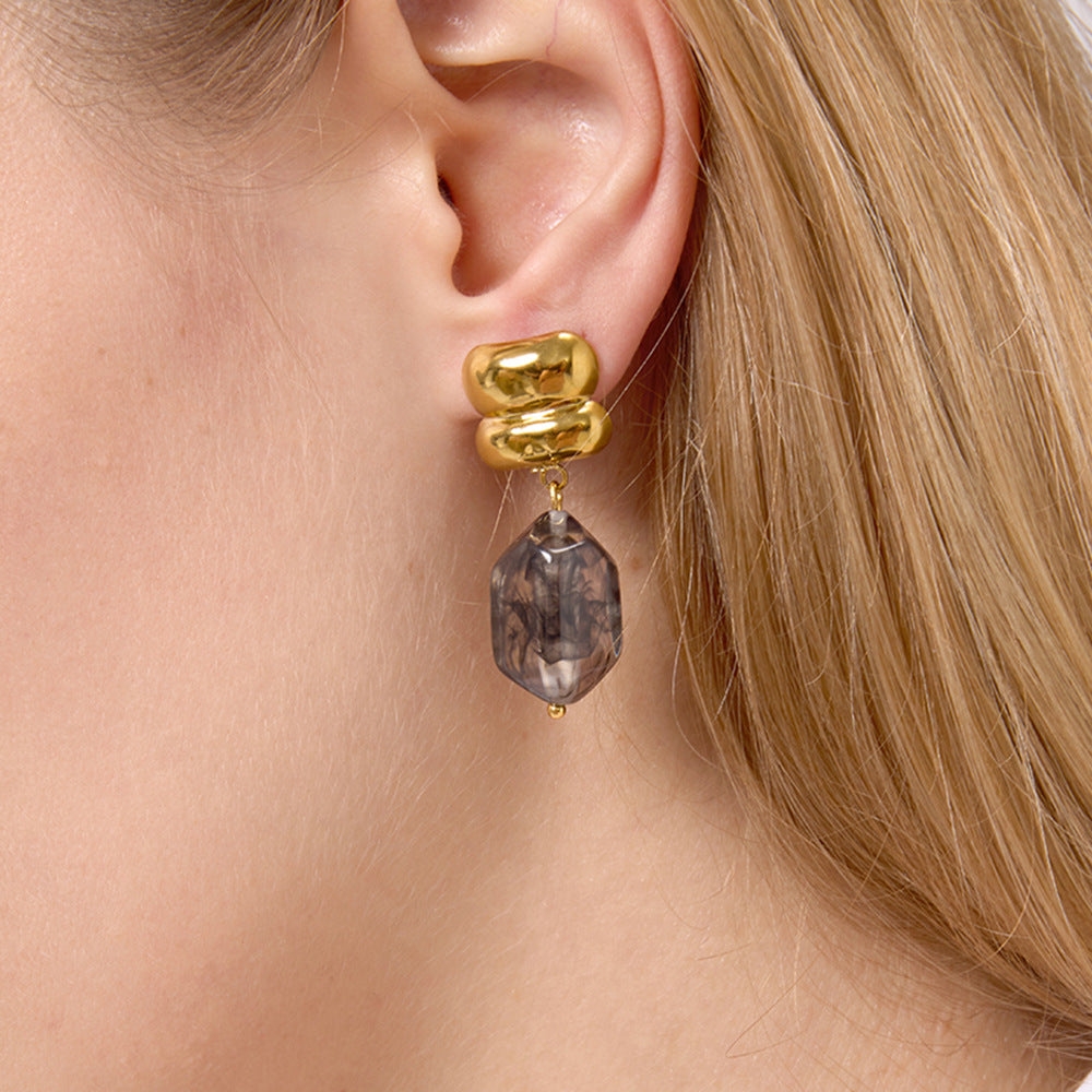 Resin-inspired luxury stainless steel earrings