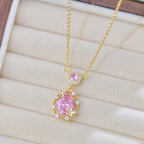 Pink Zircon Exquisite Butterfly French Luxury Copper Alloy Set
