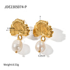 High-end floral pearl stainless steel stud earrings