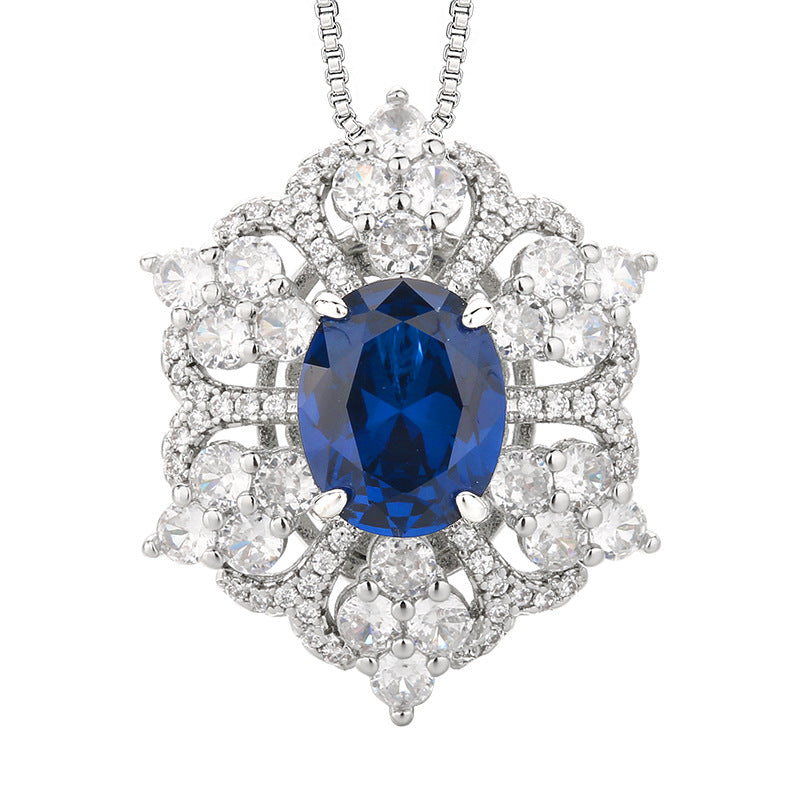 Blue spinel snowflake diamond copper alloy set