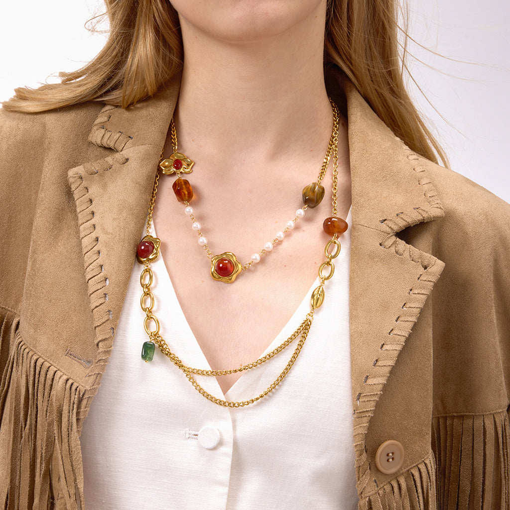 Luxury-featured stainless steel resin sweater chain