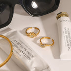 High-end stainless steel moon stacked ring