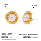 High-end floral pearl stainless steel stud earrings