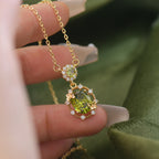 French-style design butterfly olive green zircon openwork copper alloy set