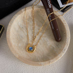 Blue resin non-fading stainless steel necklace
