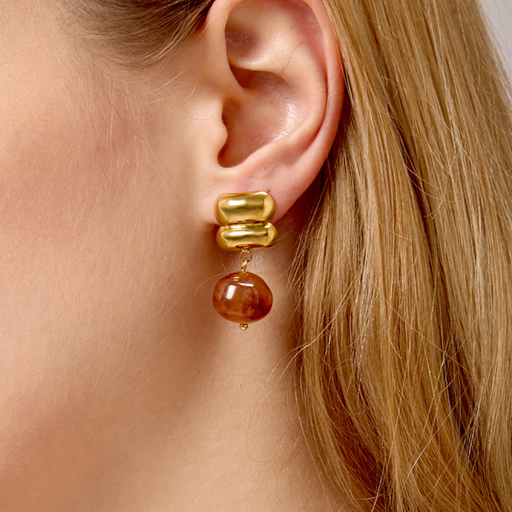 Resin-inspired luxury stainless steel earrings