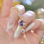 Purple zircon exquisite butterfly French light luxury copper alloy set