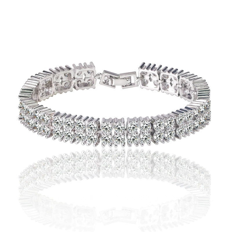 Full diamond copper zircon copper alloy bracelet