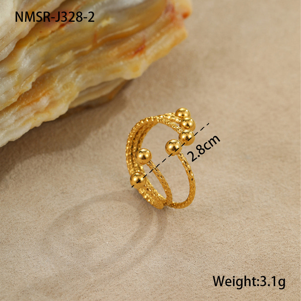 Stainless steel 18K gold plated bracelet ring with non-fading gold engraving