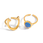 Blue resin non-fading stainless steel ring