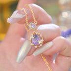 Purple zircon exquisite butterfly French light luxury copper alloy set