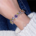 Rainbow Zircon Flower Copper Alloy Bracelet