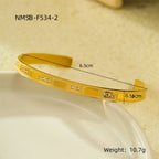 Unique and versatile open stainless steel bracelet with round zircon setting, part of the Ocean Series.