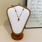 Maillard color natural tiger's eye pendant copper alloy necklace