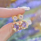 Purple zircon exquisite butterfly French light luxury copper alloy set