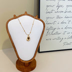 Maillard color natural tiger's eye pendant copper alloy necklace