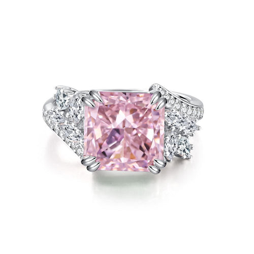 925 silver pink series high carbon diamond crushed ice flower ring