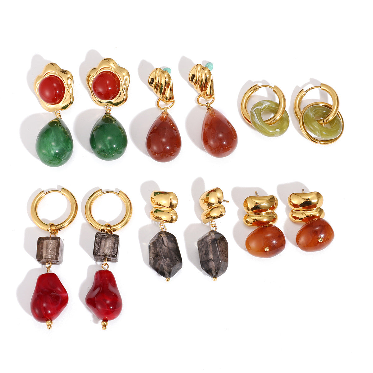 Resin-inspired luxury stainless steel earrings