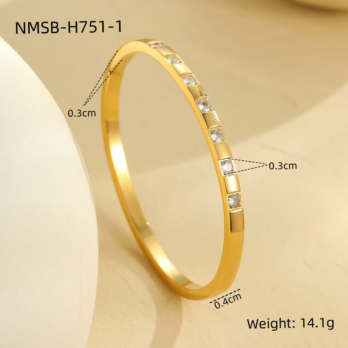 18k gold diamond-set stainless steel vintage stacked bracelet