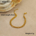 High-end multi-layered stainless steel stacked zircon bracelet