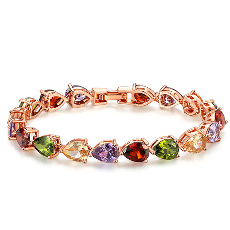 Colored crystal bracelet, zircon bracelet, copper