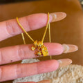 Sunflower Dotted Little Stars Heart Pendant Copper Alloy Necklace