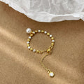 925 Sterling Silver Beaded Chain Imitation Pearl Ring