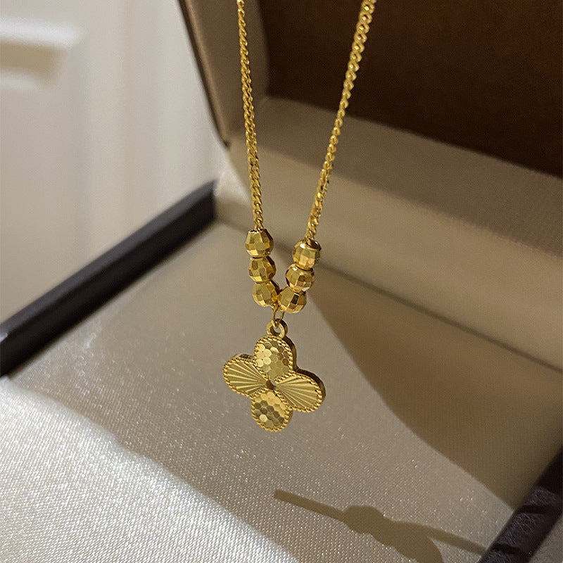 925 Sterling Silver Lucky Four-Leaf Clover Flower Pendant Necklace