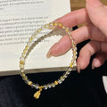 925 Sterling Silver Gourd Natural Yellow Crystal Bracelet