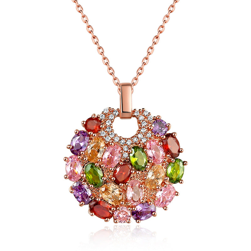 Colorful high-grade zircon necklace