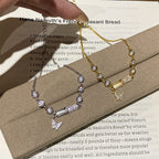 925 Sterling Silver Imitation Cat's Eye Carnation Butterfly Bracelet