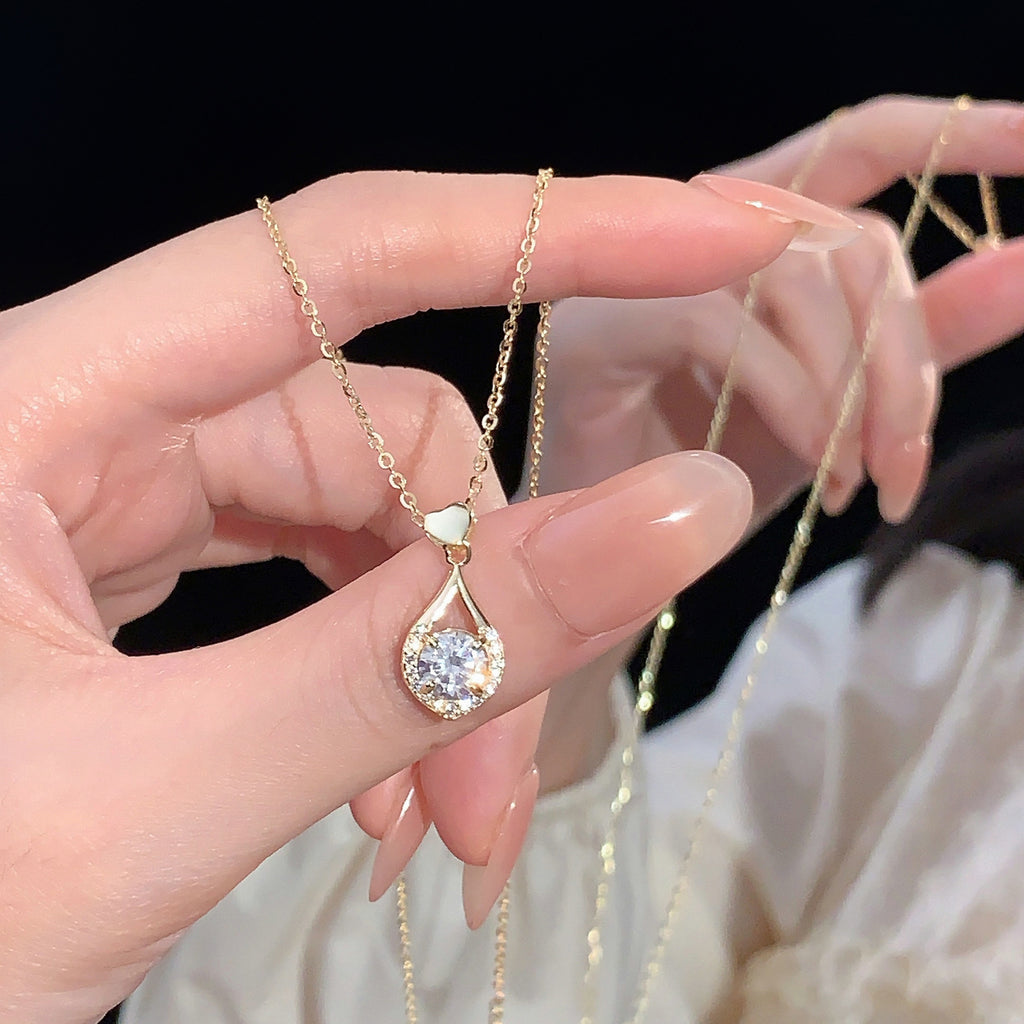 925 Sterling Silver Angel's Tears Heart-Shaped Necklace