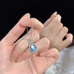 925 Sterling Silver Princess Aquamarine Bow Necklace